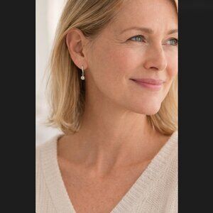 J. Jill Silver Ball Drop Earrings Minimalist Dainty Hook Small Classic Boho NWT